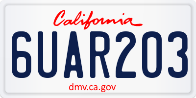 CA license plate 6UAR203