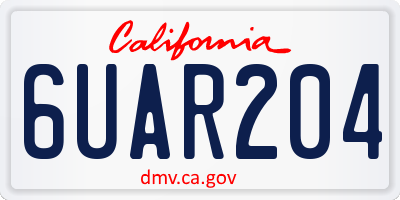 CA license plate 6UAR204
