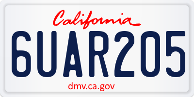 CA license plate 6UAR205