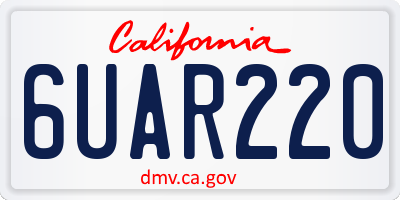 CA license plate 6UAR220