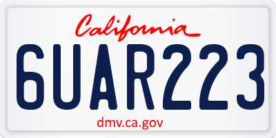 CA license plate 6UAR223