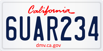 CA license plate 6UAR234