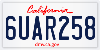 CA license plate 6UAR258