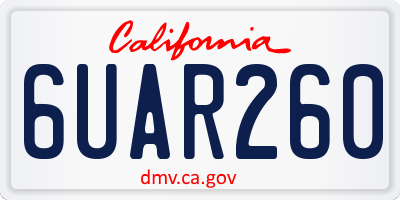 CA license plate 6UAR260