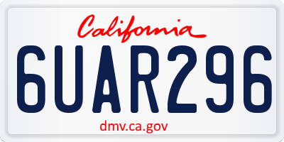 CA license plate 6UAR296