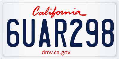 CA license plate 6UAR298