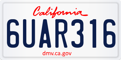 CA license plate 6UAR316
