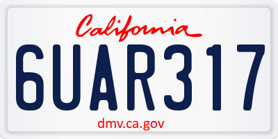 CA license plate 6UAR317
