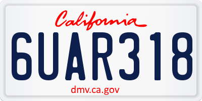 CA license plate 6UAR318