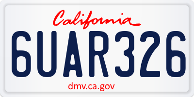 CA license plate 6UAR326