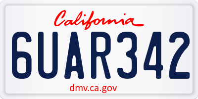 CA license plate 6UAR342