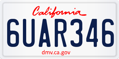 CA license plate 6UAR346