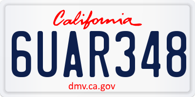 CA license plate 6UAR348