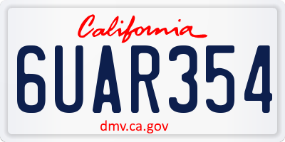 CA license plate 6UAR354