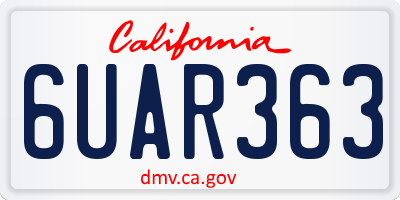 CA license plate 6UAR363