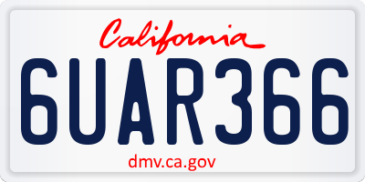 CA license plate 6UAR366
