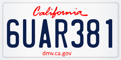 CA license plate 6UAR381