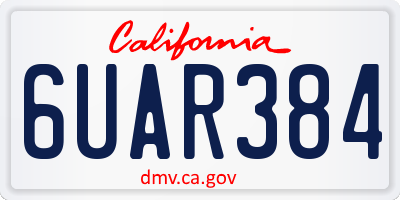 CA license plate 6UAR384