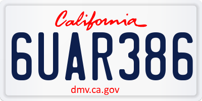 CA license plate 6UAR386