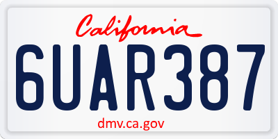 CA license plate 6UAR387