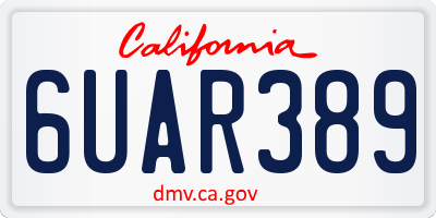 CA license plate 6UAR389