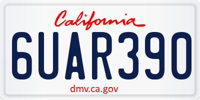 CA license plate 6UAR390