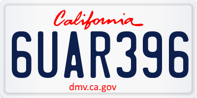 CA license plate 6UAR396