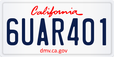 CA license plate 6UAR401