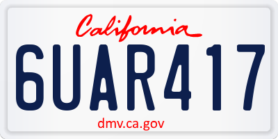 CA license plate 6UAR417