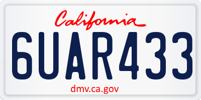 CA license plate 6UAR433