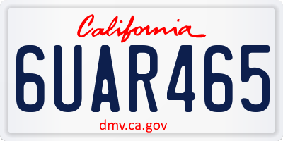 CA license plate 6UAR465