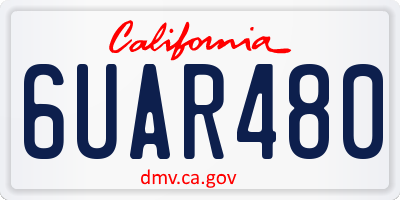 CA license plate 6UAR480
