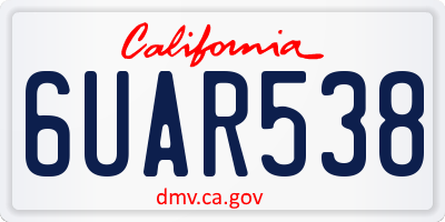 CA license plate 6UAR538