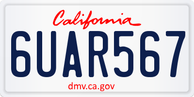 CA license plate 6UAR567