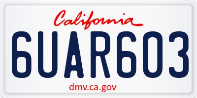 CA license plate 6UAR603