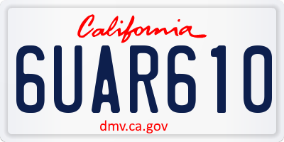 CA license plate 6UAR610