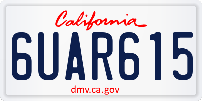 CA license plate 6UAR615