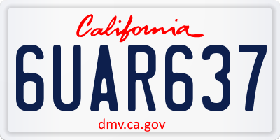 CA license plate 6UAR637