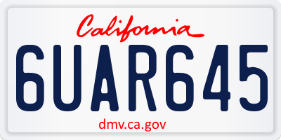 CA license plate 6UAR645