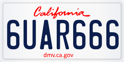 CA license plate 6UAR666