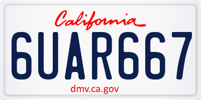 CA license plate 6UAR667