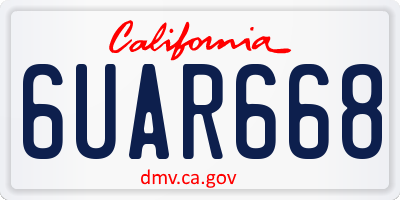 CA license plate 6UAR668