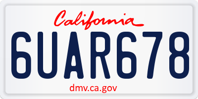 CA license plate 6UAR678