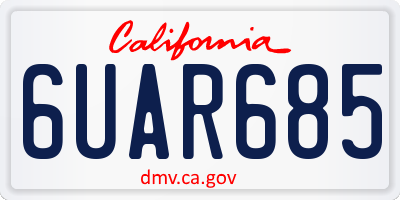 CA license plate 6UAR685