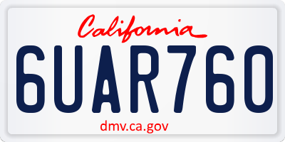CA license plate 6UAR760