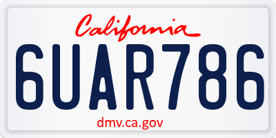 CA license plate 6UAR786