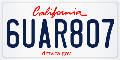 CA license plate 6UAR807