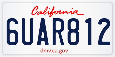CA license plate 6UAR812