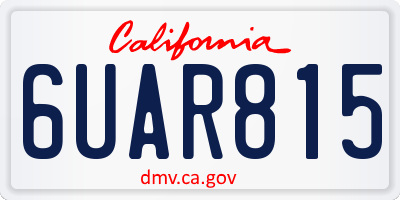 CA license plate 6UAR815