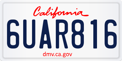 CA license plate 6UAR816